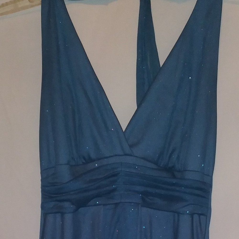 Blue Shimmery Glittery Layered Flowing Dress
